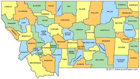 Map of Counties in Montana
